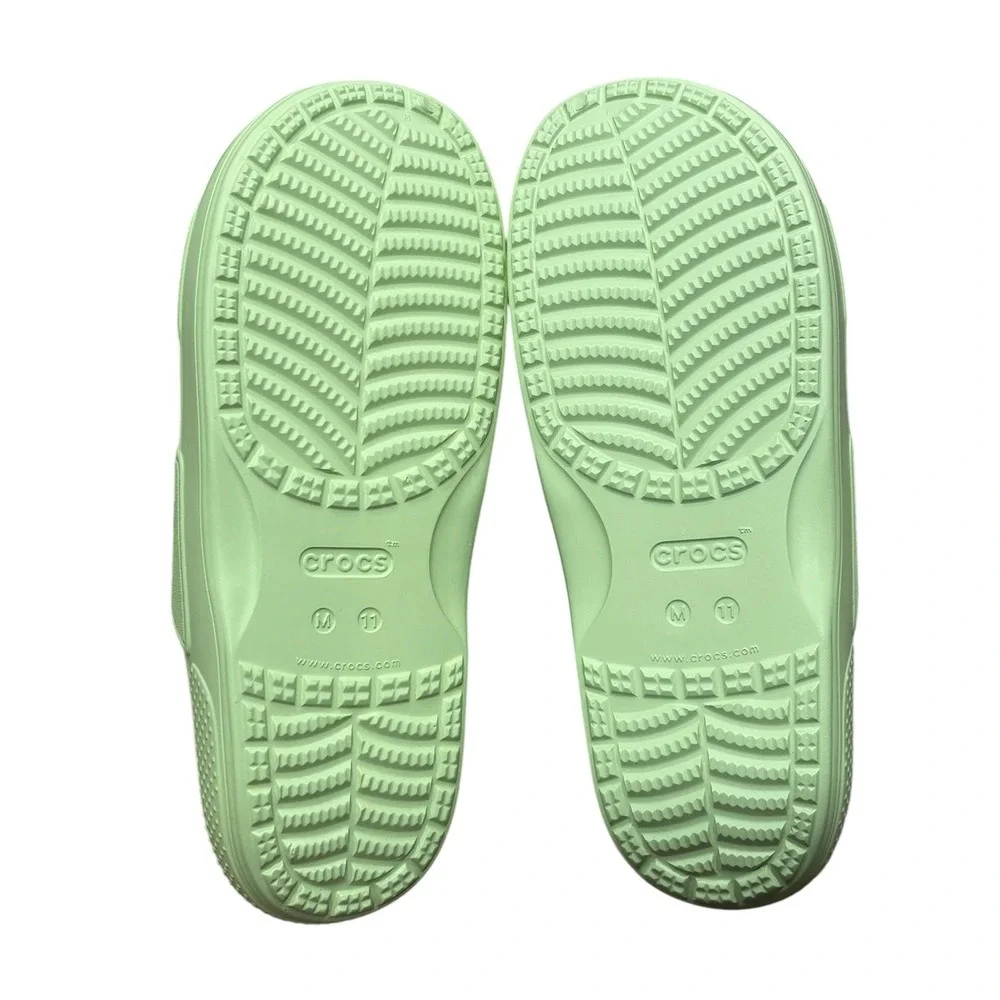 NEW Crocs Classic Sandals Slides Lime Green Mens Size 11 Two Strap Comfort